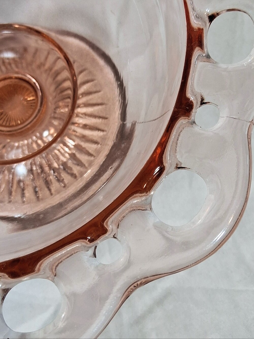 30's Anchor Hocking Pink Depression Glass "Lace Edge" Compote/Candy Dish - Picture 7 of 8